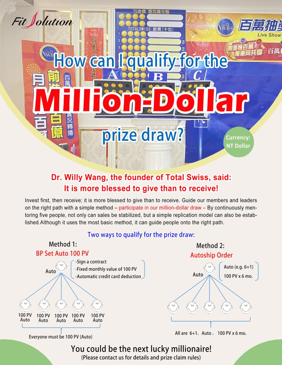 How can I qualify for the One Million NTD Prize Draw?圖細胞營養之1